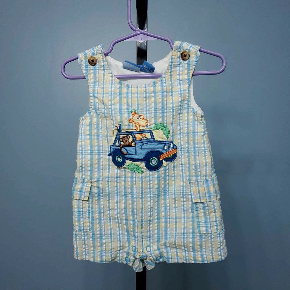 Kid Crew Vintage Jungle Safari Plaid Romper JonJon Playsuit |Size: 6-9M